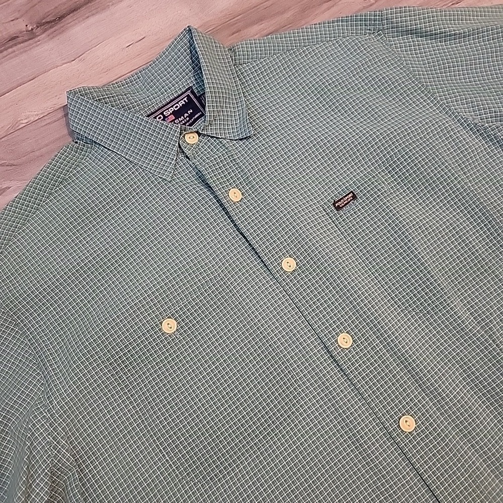 Polo Ralph Lauren Sportsman Shirt Mens XL Green‎ White Check Pony Prep Outdoors